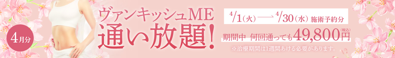 【4/1～4/30施術予約分】ヴァンキッシュME 通い放題！