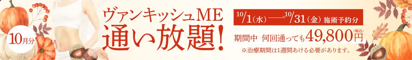 【10/1～10/31施術予約分】ヴァンキッシュME 通い放題！