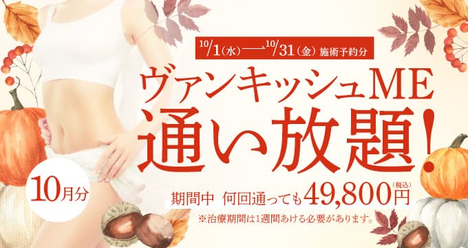 【10/1～10/31施術予約分】ヴァンキッシュME 通い放題！