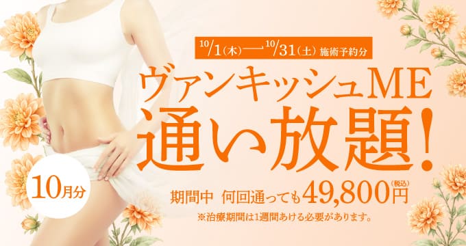 【10/1～10/30施術予約分】ヴァンキッシュME 通い放題！