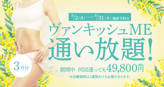 【3/2～3/31施術予約分】ヴァンキッシュME 通い放題！