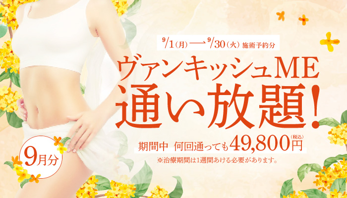【9/1～9/30施術予約分】ヴァンキッシュME 通い放題！