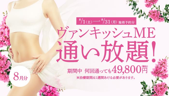【8/1～8/31施術予約分】ヴァンキッシュME 通い放題！