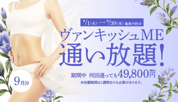 【9/1～9/30施術予約分】ヴァンキッシュME 通い放題！