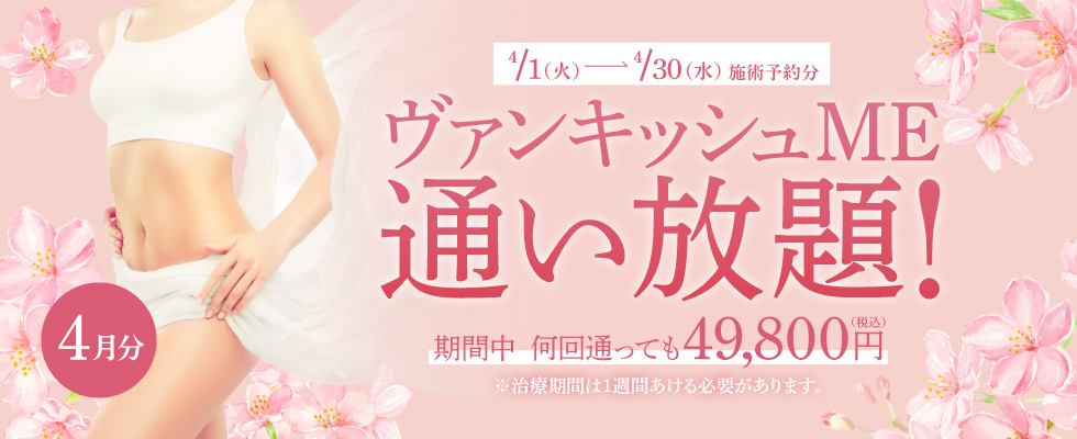 【4/1～4/30施術予約分】ヴァンキッシュME 通い放題！