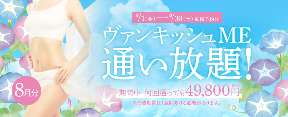 【8/1～8/30施術予約分】ヴァンキッシュME 通い放題！