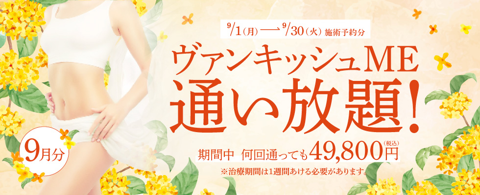【9/1～9/30施術予約分】ヴァンキッシュME 通い放題！