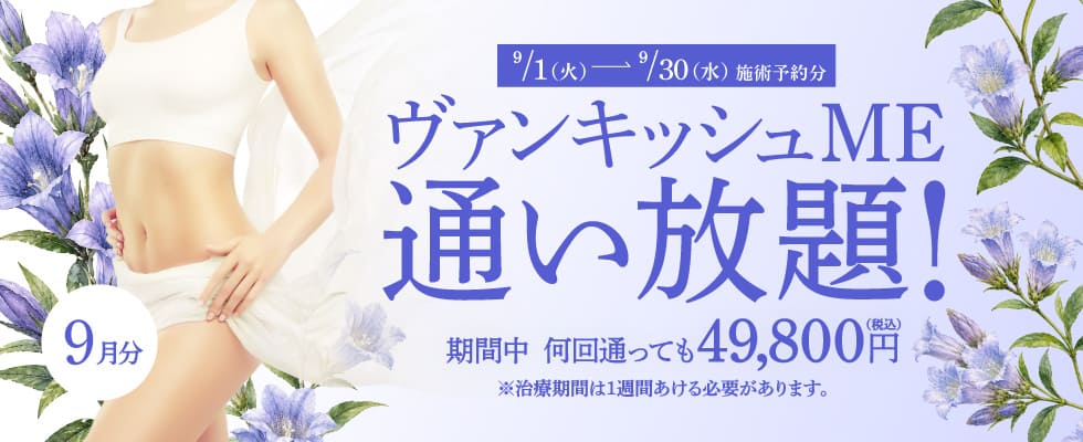 【9/1～9/30施術予約分】ヴァンキッシュME 通い放題！
