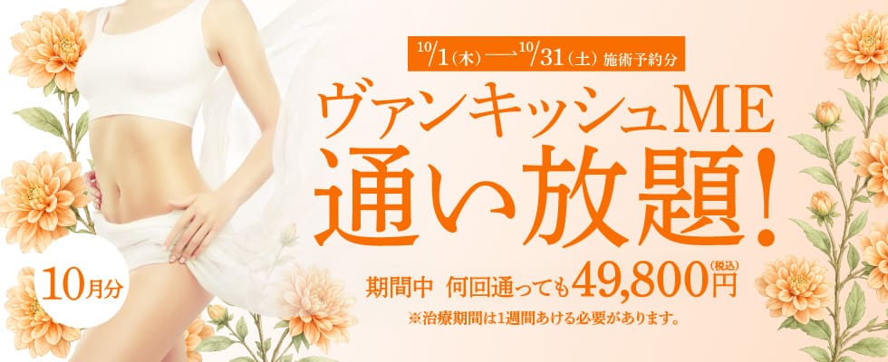 【10/1～10/31施術予約分】ヴァンキッシュME 通い放題！